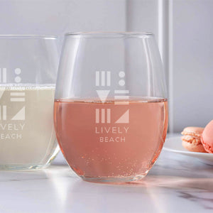 Lively Beach Stemless Wine Glass