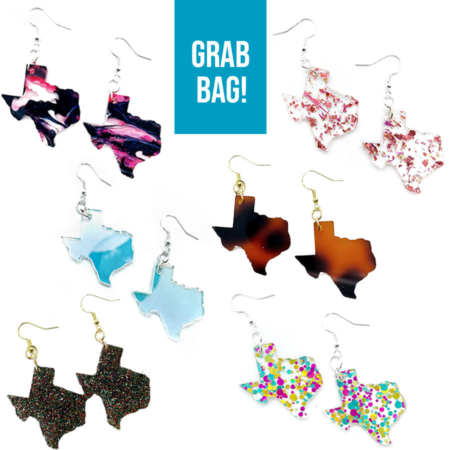 Texas Acrylic Earrings (Lg 1.5") - Grab Bag